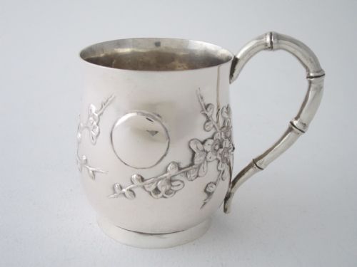 antique chinese export silver christening mug - CATEGORY: ANTIQUE SILVER - DATED 1900