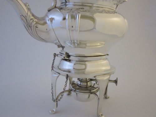 ANTIQUE GEORGE V STERLING SILVER 5 PIECE TEA SET ON TRAY - ADDITIONAL PHOTO 6