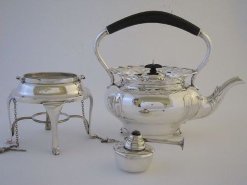 ANTIQUE GEORGE V STERLING SILVER 5 PIECE TEA SET ON TRAY - ADDITIONAL PHOTO 8