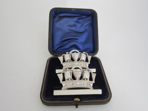 antique edwardian sterling silver nautical menuplace card holders - CATEGORY: ANTIQUE SILVER - DATED EDWARDIAN