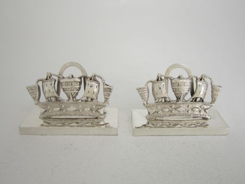 ANTIQUE EDWARDIAN STERLING SILVER NAUTICAL MENUPLACE CARD HOLDERS - ADDITIONAL PHOTO 1