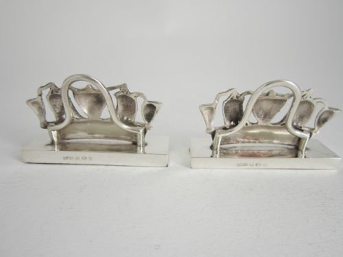 ANTIQUE EDWARDIAN STERLING SILVER NAUTICAL MENUPLACE CARD HOLDERS - ADDITIONAL PHOTO 2