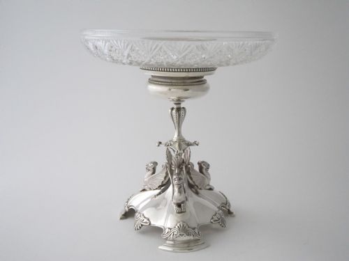 antique victorian sterling silver and glass centrepiece - CATEGORY: ANTIQUE SILVER - DATED VICTORIAN
