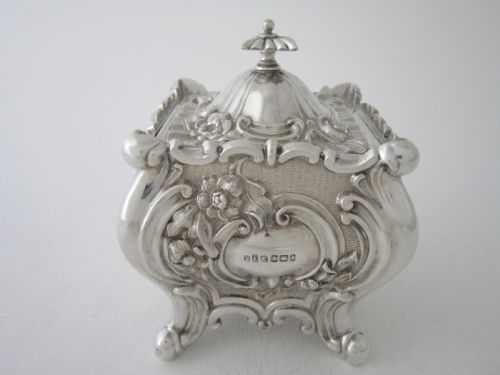 ANTIQUE VICTORIAN STERLING SILVER LOCKING TEA CADDY - ADDITIONAL PHOTO 1