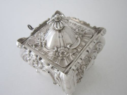 ANTIQUE VICTORIAN STERLING SILVER LOCKING TEA CADDY - ADDITIONAL PHOTO 3