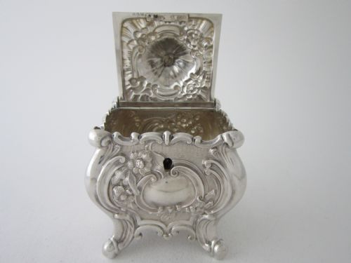 ANTIQUE VICTORIAN STERLING SILVER LOCKING TEA CADDY - ADDITIONAL PHOTO 5