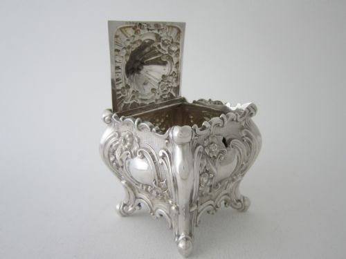 ANTIQUE VICTORIAN STERLING SILVER LOCKING TEA CADDY - ADDITIONAL PHOTO 6
