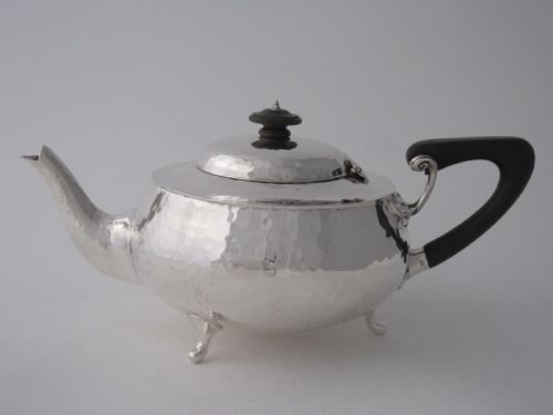 arts and crafts sterling silver teapot - CATEGORY: ANTIQUE SILVER - DATED 1920