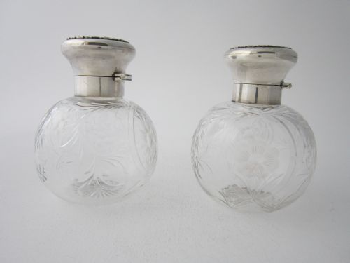 ANTIQUE GEORGE V STERLING SILVER AND GLASS SCENT BOTTLES - ADDITIONAL PHOTO 1