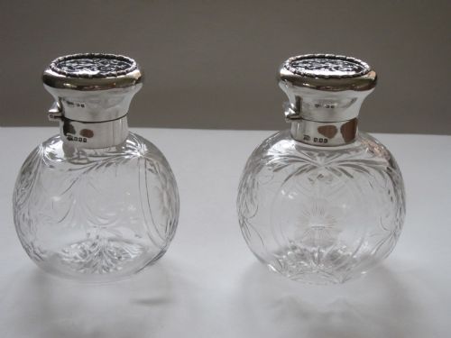ANTIQUE GEORGE V STERLING SILVER AND GLASS SCENT BOTTLES - ADDITIONAL PHOTO 2