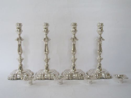 SET OF FOUR ANTIQUE GEORGE V STERLING SILVER CANDLESTICKS - ADDITIONAL PHOTO 1