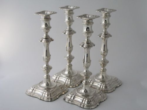 SET OF FOUR ANTIQUE GEORGE V STERLING SILVER CANDLESTICKS - ADDITIONAL PHOTO 2
