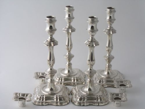 SET OF FOUR ANTIQUE GEORGE V STERLING SILVER CANDLESTICKS - ADDITIONAL PHOTO 3