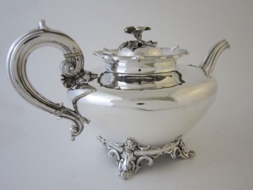 ANTIQUE WILLIAM IV STERLING SILVER THREE PIECE TEA SET - ADDITIONAL PHOTO 3