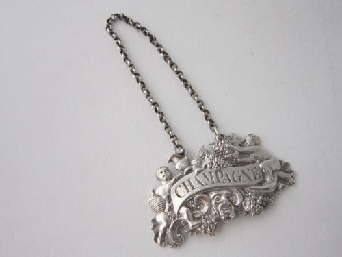 ANTIQUE GEORGE II STERLING SILVER CHAMPAGNE WINE LABEL - ADDITIONAL PHOTO 1