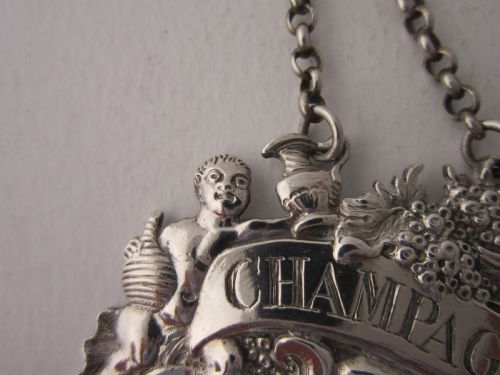 ANTIQUE GEORGE II STERLING SILVER CHAMPAGNE WINE LABEL - ADDITIONAL PHOTO 2