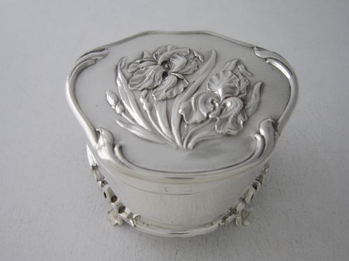 antique edwardian sterling silver trinket box - CATEGORY: ANTIQUE SILVER - DATED EDWARDIAN