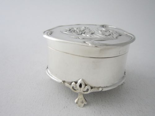 ANTIQUE EDWARDIAN STERLING SILVER TRINKET BOX - ADDITIONAL PHOTO 1