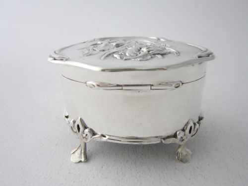ANTIQUE EDWARDIAN STERLING SILVER TRINKET BOX - ADDITIONAL PHOTO 4