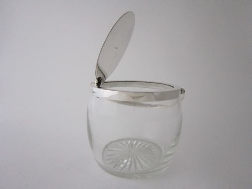 ANTIQUE EDWARDIAN STERLING SILVER AND GLASS BISCUIT BARREL - ADDITIONAL PHOTO 3