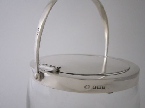 ANTIQUE EDWARDIAN STERLING SILVER AND GLASS BISCUIT BARREL - ADDITIONAL PHOTO 4
