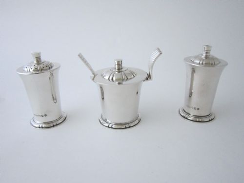 elizabeth ii sterling silver condiment set by re stone - CATEGORY: ANTIQUE SILVER - DATED 1960