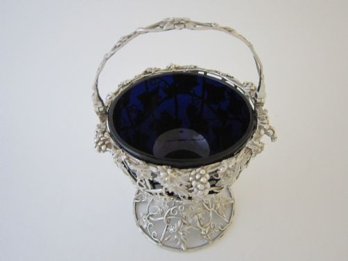 ANTIQUE VICTORIAN STERLING SILVER AND GLASS BASKET - ADDITIONAL PHOTO 2