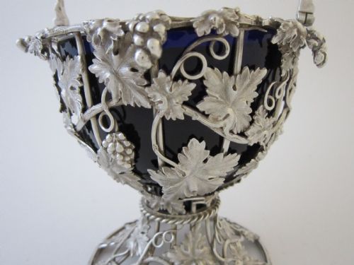 ANTIQUE VICTORIAN STERLING SILVER AND GLASS BASKET - ADDITIONAL PHOTO 3