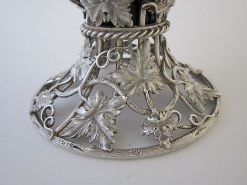 ANTIQUE VICTORIAN STERLING SILVER AND GLASS BASKET - ADDITIONAL PHOTO 4