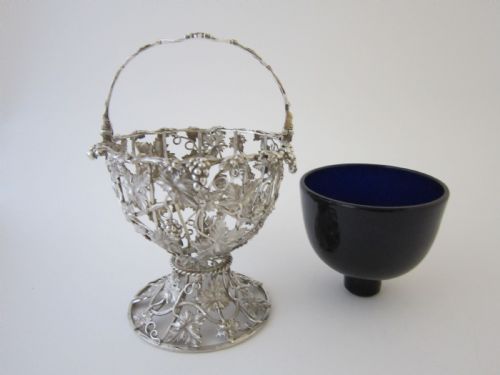 ANTIQUE VICTORIAN STERLING SILVER AND GLASS BASKET - ADDITIONAL PHOTO 5
