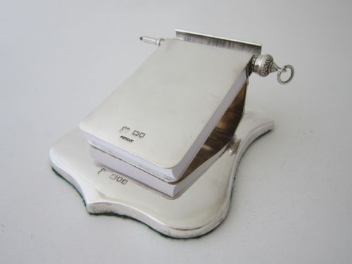 antique edwardian sterling silver desk note pad - CATEGORY: ANTIQUE SILVER - DATED EDWARDIAN
