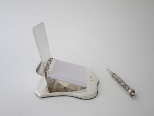 ANTIQUE EDWARDIAN STERLING SILVER DESK NOTE PAD - ADDITIONAL PHOTO 3