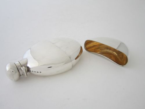 ANTIQUE VICTORIAN STERLING SILVER HIP FLASK - ADDITIONAL PHOTO 1