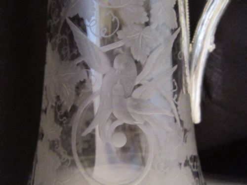 ANTIQUE VICTORIAN STERLING SILVER AND ETCHED GLASS CLARET JUG - ADDITIONAL PHOTO 8