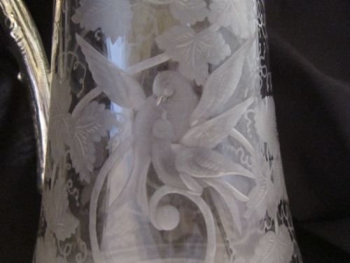 ANTIQUE VICTORIAN STERLING SILVER AND ETCHED GLASS CLARET JUG - ADDITIONAL PHOTO 12