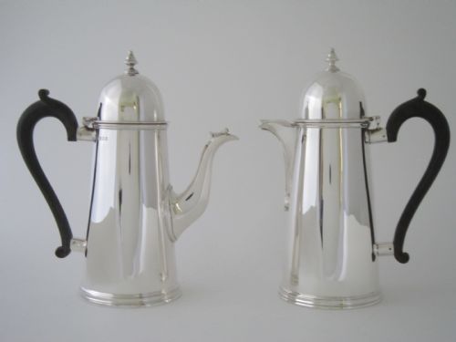antique george v sterling silver cafeaulait pots - CATEGORY: ANTIQUE SILVER - DATED 1920