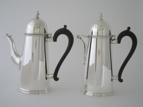 ANTIQUE GEORGE V STERLING SILVER CAFEAULAIT POTS - ADDITIONAL PHOTO 1