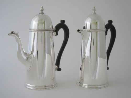 ANTIQUE GEORGE V STERLING SILVER CAFEAULAIT POTS - ADDITIONAL PHOTO 2