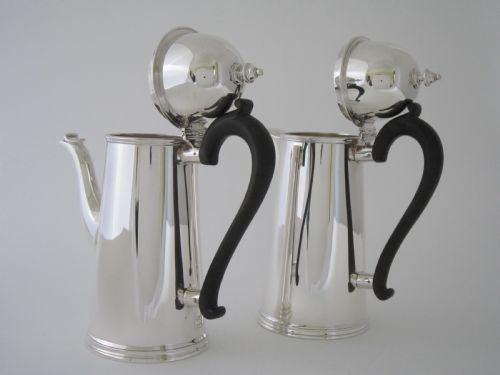 ANTIQUE GEORGE V STERLING SILVER CAFEAULAIT POTS - ADDITIONAL PHOTO 3