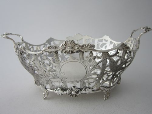 antique edwardian sterling silver basketdish - CATEGORY: ANTIQUE SILVER - DATED EDWARDIAN