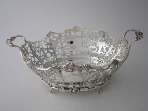 ANTIQUE EDWARDIAN STERLING SILVER BASKETDISH - ADDITIONAL PHOTO 1