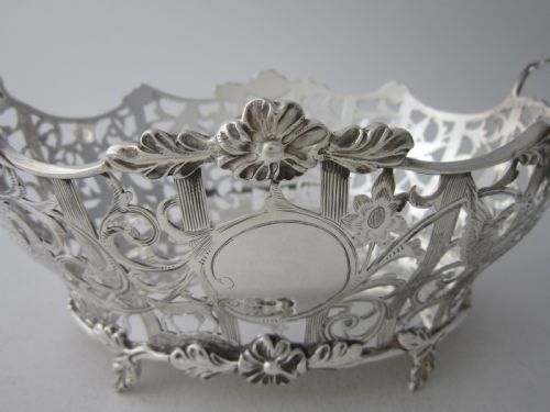 ANTIQUE EDWARDIAN STERLING SILVER BASKETDISH - ADDITIONAL PHOTO 2