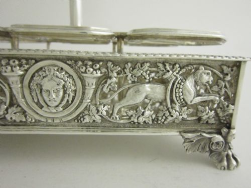 ANTIQUE VICTORIAN STERLING SILVER GLASS SIXBOTTLED CRUET STAND - ADDITIONAL PHOTO 3