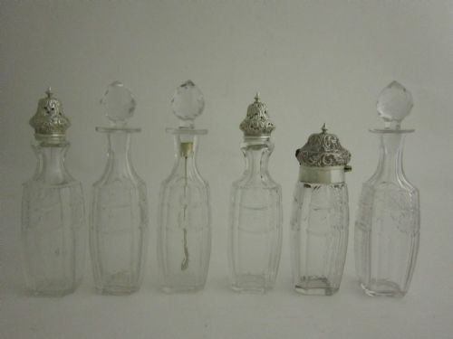 ANTIQUE VICTORIAN STERLING SILVER GLASS SIXBOTTLED CRUET STAND - ADDITIONAL PHOTO 5