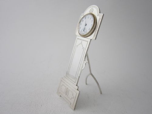 ANTIQUE GEORGE V STERLING SILVER NOVELTY CLOCK - ADDITIONAL PHOTO 6