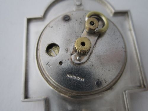 ANTIQUE GEORGE V STERLING SILVER NOVELTY CLOCK - ADDITIONAL PHOTO 9