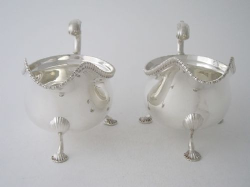 LARGE PAIR OF ANTIQUE GEORGE V STERLING SILVER SAUCE BOATS 191314 - ADDITIONAL PHOTO 4
