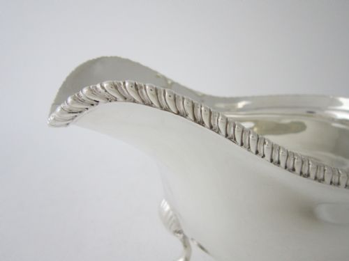 LARGE PAIR OF ANTIQUE GEORGE V STERLING SILVER SAUCE BOATS 191314 - ADDITIONAL PHOTO 7