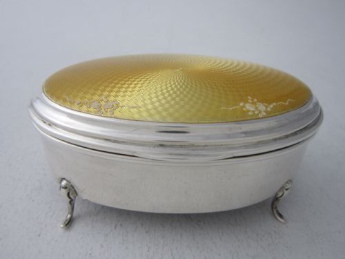 antique george v sterling silver enamel trinket box - CATEGORY: ANTIQUE SILVER - DATED 1920