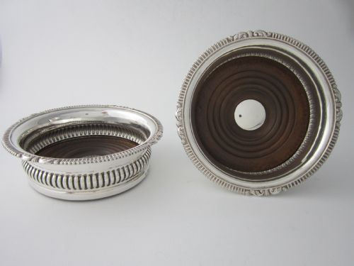 antique george iv sterling silver wine coasters - CATEGORY: ANTIQUE SILVER - DATED 19TH CENTURY